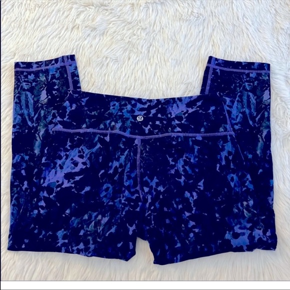 Lululemon Wunder Under Floral Sport Iris Leggings Size 8 - Picture 2 of 3